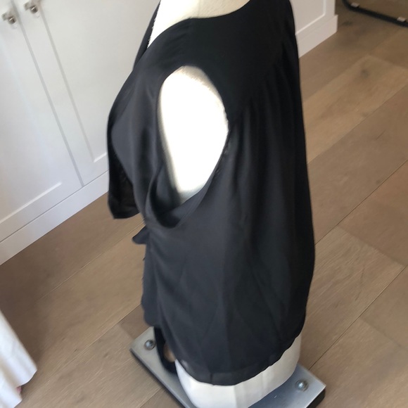 Black Sheer Sleeveless Wrap around top - Picture 2 of 10